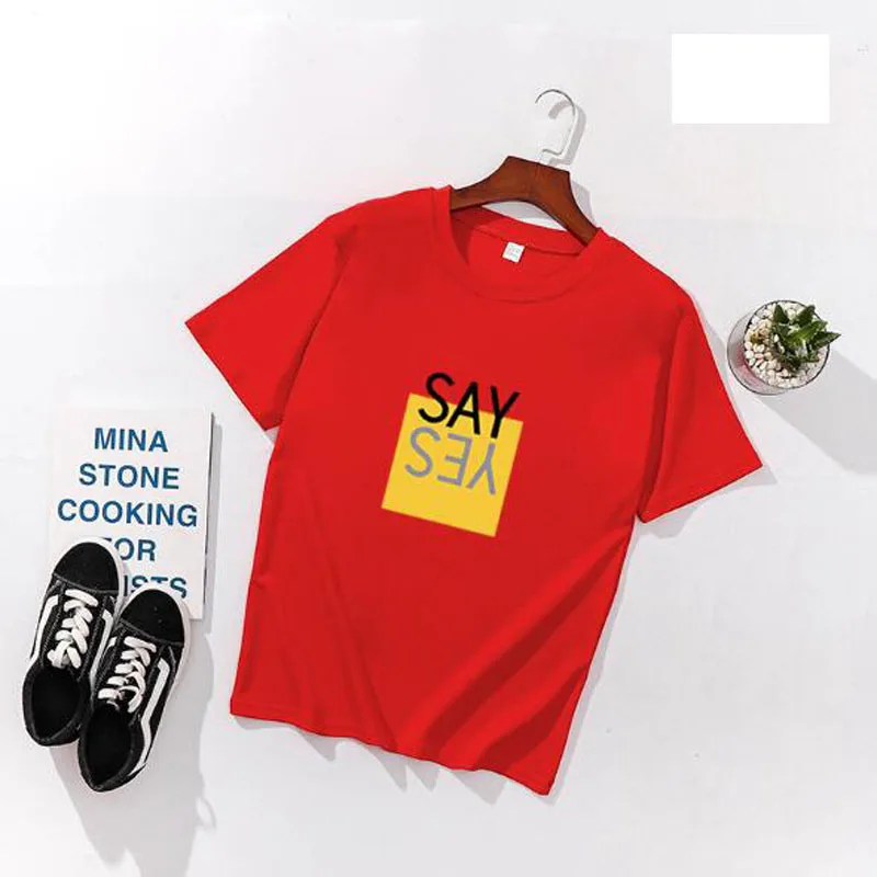 SAY YES Print Women T shirts Spring Summer Short Sleeve O Neck Cotton Spandex Women Tops Tees Slim Fit Women T-shirts
SAY YES Print Women T shirts Spring Summer Short Sleeve O Neck Cotton Spandex Women Tops Tees Slim Fit Women T-shirts