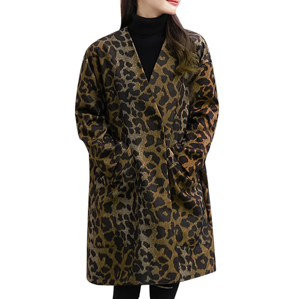 CHAMSGEND Autumn Winter Wool Leopard Coat Fashion Plus Size Temperament Tide Long Section Jacket V-neck Long Sleeve Coat No27
CHAMSGEND Autumn Winter Wool Leopard Coat Fashion Plus Size Temperament Tide Long Section Jacket V-neck Long Sleeve Coat No27