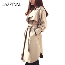 JAZZEVAR 2019 neue frühling herbst mode Lässig frauen khaki Trenchcoat lange Oberbekleidung lose kleidung für dame mit gürtel 850115(China)