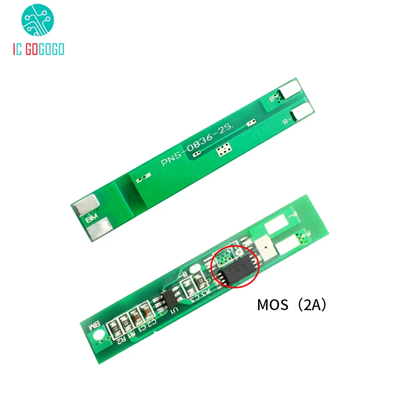 2A 2S 18650 Lithium Battery Protection Board 2 String 7.4V 8.4V Polymer Charge Discharge Protection Circuit High Current BMS PCM
2A 2S 18650 Lithium Battery Protection Board 2 String 7.4V 8.4V Polymer Charge Discharge Protection Circuit High Current BMS PCM
