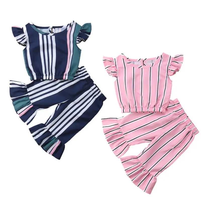 2PCS Toddler Kids Baby Girl Striped Clothes Fly Sleeve Tank Tops+Flared Pant Bell-bottom Outfits Summer Clothing Set
2PCS Toddler Kids Baby Girl Striped Clothes Fly Sleeve Tank Tops+Flared Pant Bell-bottom Outfits Summer Clothing Set