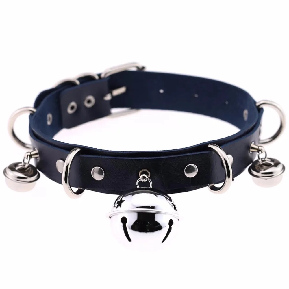 Trendy Punk Leather Choker with Bell