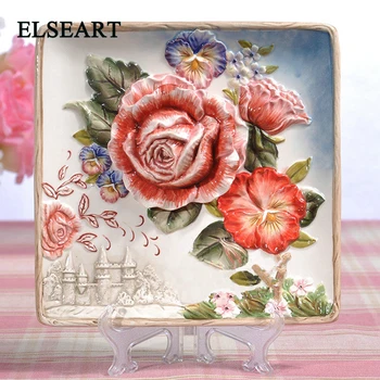 Ceramic big rose series square dish ornament figurine hanging plate with plastic holder for home decoration
Ceramic big rose series square dish ornament figurine hanging plate with plastic holder for home decoration