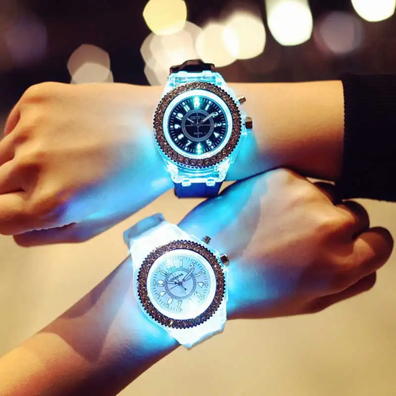 Colourful flashes Luminous Watch Women Fashion Rhinestone LED Watch Girl Outdoor Sports digital Luxury Noctilucent Wrist Watches
Colourful flashes Luminous Watch Women Fashion Rhinestone LED Watch Girl Outdoor Sports digital Luxury Noctilucent Wrist Watches