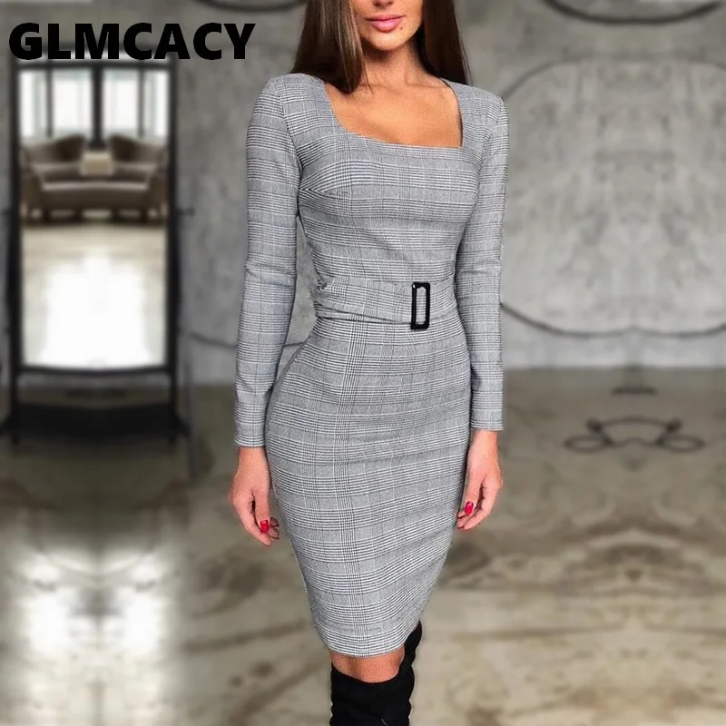 Women Square Neck Grid Belted Long Sleeve Dress Streetwear Plaid Knee-Length Elegant Slim Fit Autumn Spring Party Dress
Women Square Neck Grid Belted Long Sleeve Dress Streetwear Plaid Knee-Length Elegant Slim Fit Autumn Spring Party Dress