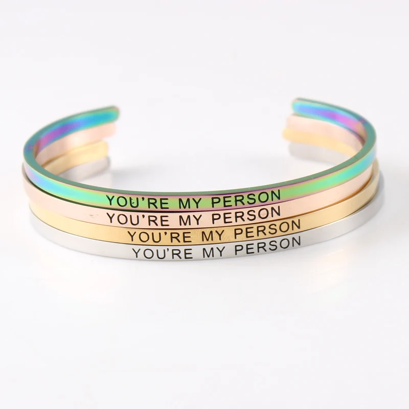 3.2MM "YOU'RE MY PERSON" Stainless Steel Positive Inspirational Personalized Bracelet Mantra Bangle For Women Gift
3.2MM "YOU'RE MY PERSON" Stainless Steel Positive Inspirational Personalized Bracelet Mantra Bangle For Women Gift