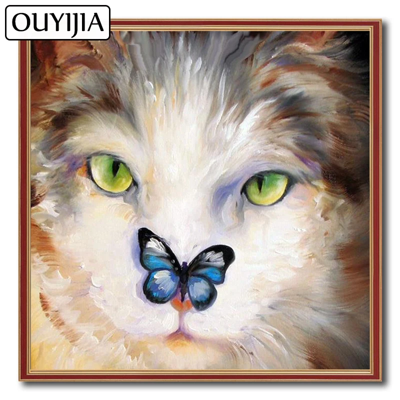 OUYIJIA 5D DIY искусственная Орхидея Бабочка животное кошка алмазов картина с
