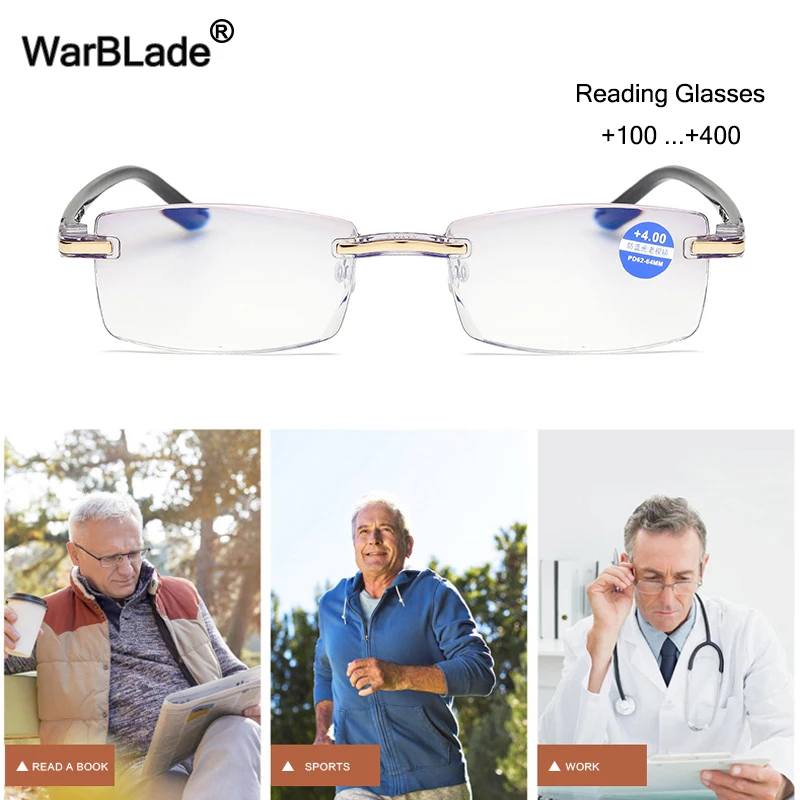 WarBLade 2018 New Reading Glasses +1.0 +1.5 +2.0 +2.5 +3.0 +3.5+4.0 Men Women Rimless Ultra-Light Magnetic Presbyopic Eyeglasses
WarBLade 2018 New Reading Glasses +1.0 +1.5 +2.0 +2.5 +3.0 +3.5+4.0 Men Women Rimless Ultra-Light Magnetic Presbyopic Eyeglasses