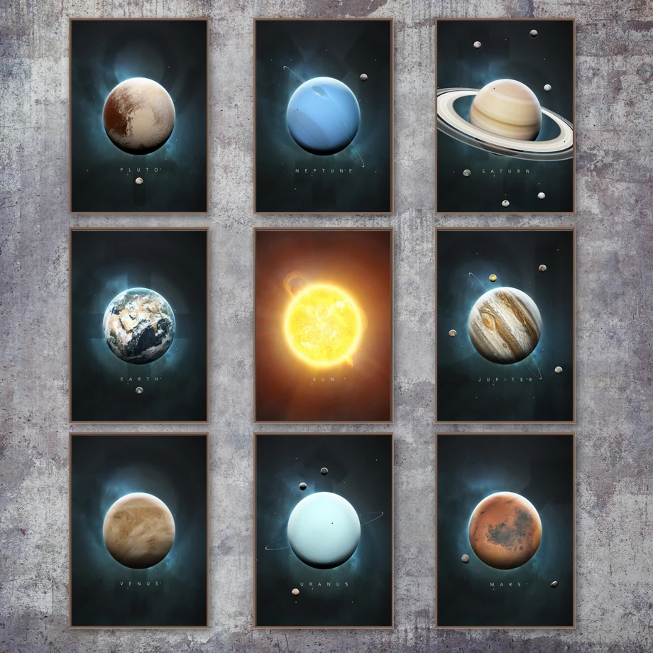 Sun Venus Saturn Mars Earth Pluto Planet Wall Art Canvas Painting Nordic Posters And Prints Wall Pictures For Living Room Decor
Sun Venus Saturn Mars Earth Pluto Planet Wall Art Canvas Painting Nordic Posters And Prints Wall Pictures For Living Room Decor