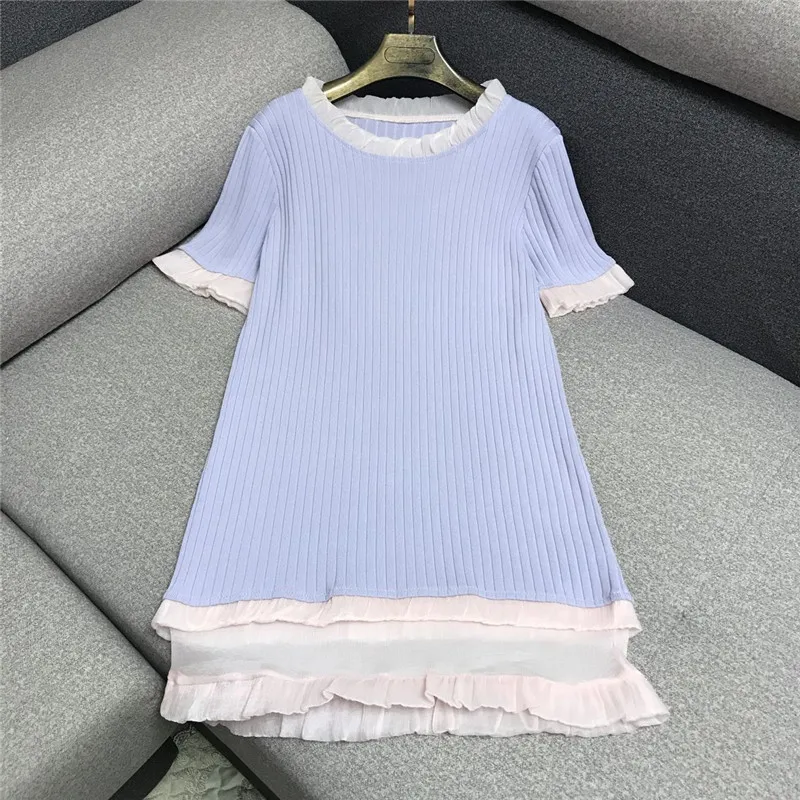 Luxury Designer Brand Knitted Dress for Women Casual Mesh Patchwork Ruffles Knitted Mini Dress
Luxury Designer Brand Knitted Dress for Women Casual Mesh Patchwork Ruffles Knitted Mini Dress