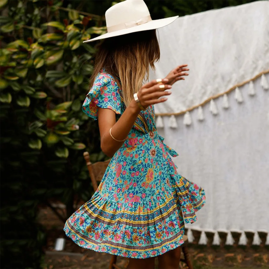 TEELYNN mini Dress sexy deep v-Neck short Dresses floral print summer wrap dress Bohemia Gypsy boho dress for women vestido 2019
TEELYNN mini Dress sexy deep v-Neck short Dresses floral print summer wrap dress Bohemia Gypsy boho dress for women vestido 2019