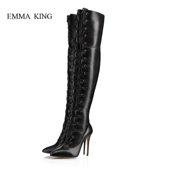 Sexy Black Stilettos Bottes Femme Cross-tied Pointed Toe High Heels Over the Knee Boots Winter Fashion long boots Women's Shoes
Sexy Black Stilettos Bottes Femme Cross-tied Pointed Toe High Heels Over the Knee Boots Winter Fashion long boots Women's Shoes