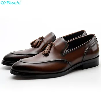 QYFCIOUFU Genuine Cow Leather Men Tassel Loafers Shoes Casual Black Brown Slip On Party Wedding Dress Shoes Breathable Handmade
QYFCIOUFU Genuine Cow Leather Men Tassel Loafers Shoes Casual Black Brown Slip On Party Wedding Dress Shoes Breathable Handmade