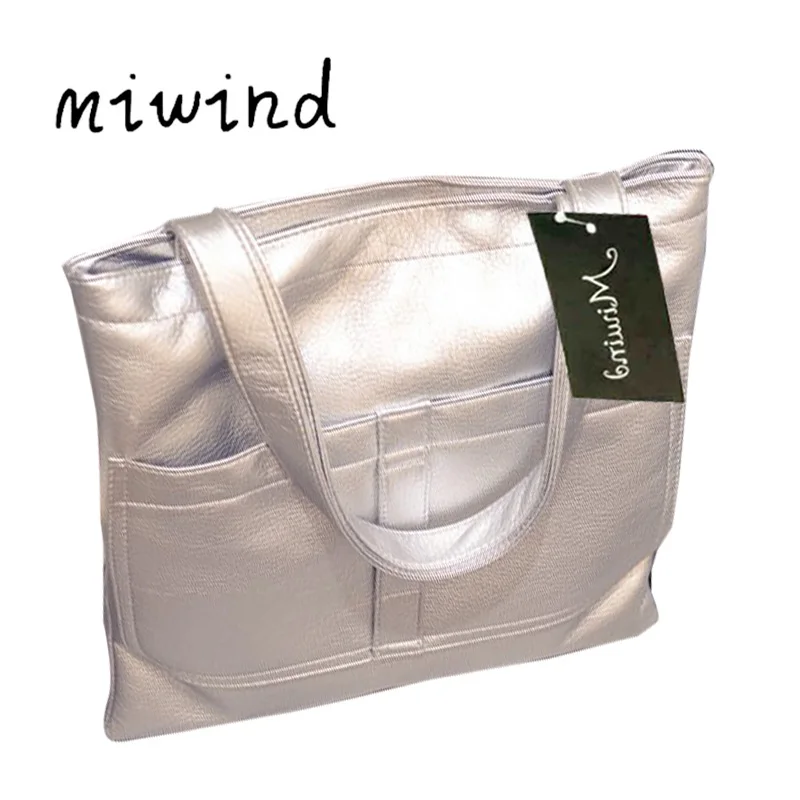 MIWIND European and American retro big shopping packet silver gold color women bags polished leather handbag women shoulder bag
MIWIND European and American retro big shopping packet silver gold color women bags polished leather handbag women shoulder bag