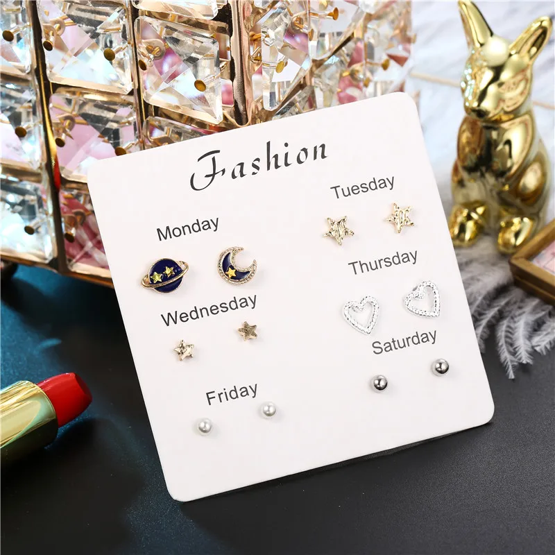 6 Pairs/set Fashion Female Planet Moon Star Stud Earrings Set For Women Cute Ball Pearl Small Earring Girls Kids Jewelry Gifts
6 Pairs/set Fashion Female Planet Moon Star Stud Earrings Set For Women Cute Ball Pearl Small Earring Girls Kids Jewelry Gifts