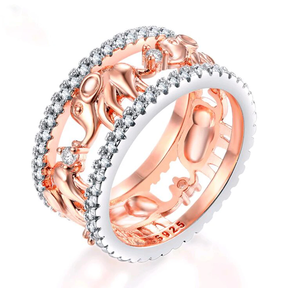 Women's Rings Elephant Animal Rose Gold Two-Tone Fashion jewelry Engagement Wedding Cubic Zirconia Statement Ring Drop Shipping
Women's Rings Elephant Animal Rose Gold Two-Tone Fashion jewelry Engagement Wedding Cubic Zirconia Statement Ring Drop Shipping