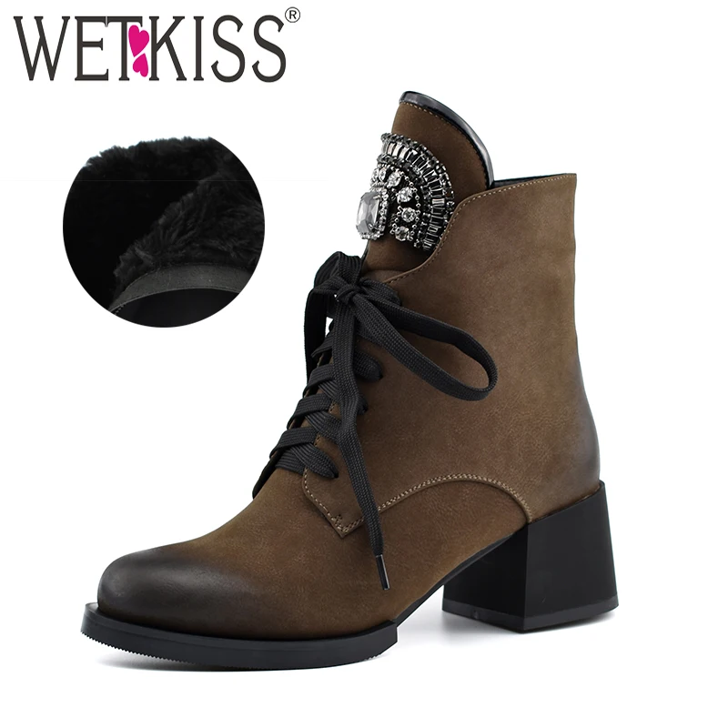 WETKISS 2018 Woman Winter Boots Ankle Boot Female Crystal Lace up Female Booties Platform Heels High Plush Footwear Women Boot
WETKISS 2018 Woman Winter Boots Ankle Boot Female Crystal Lace up Female Booties Platform Heels High Plush Footwear Women Boot