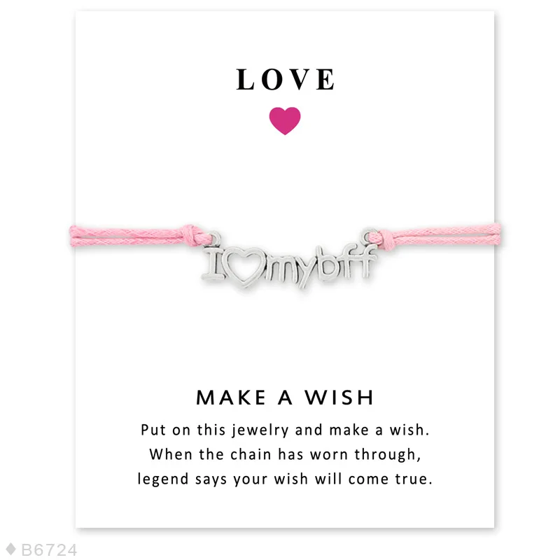 10PCS Simple Charm I Love my bff Card Wish Bracelet Jewelry Woven Wish Card Bangle For Accessories Jewelry
10PCS Simple Charm I Love my bff Card Wish Bracelet Jewelry Woven Wish Card Bangle For Accessories Jewelry