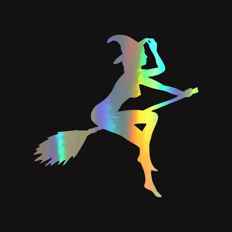 1211CM FUNNY SEXY WITCH LADY GIR Sexy Witch Lady Car Stickers Car Sticker Decals BlackSilverLaser Window Auto Wall Sticker (3)