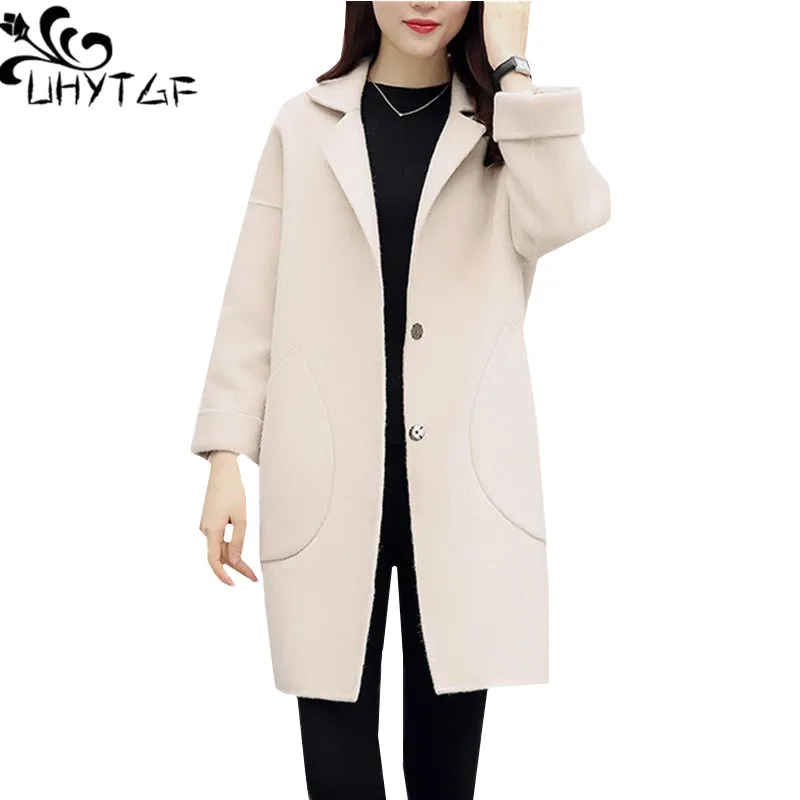 UHYTGF Women Autumn Jacket Woolen Outerwear Loose double-faced Woolen Coat Ladie Long sleeve Plus size Jacket manteau femme 797
UHYTGF Women Autumn Jacket Woolen Outerwear Loose double-faced Woolen Coat Ladie Long sleeve Plus size Jacket manteau femme 797