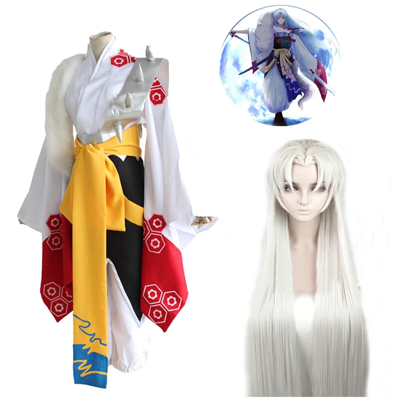 Костюм для косплея из японского аниме Inuyasha Sesshomaru маскарадное кимоно парик полный