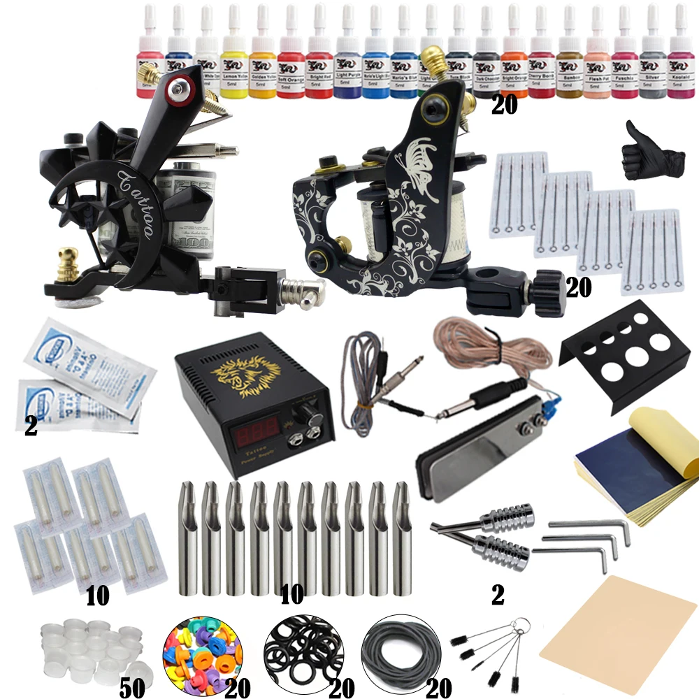 Biomaser K2-13 Complete Tattoo Kit Beginner Tattoo Starter Kits 2 Rotary Tattoo Machines Guns 20 Ink Sets Power Supply Needles
Biomaser K2-13 Complete Tattoo Kit Beginner Tattoo Starter Kits 2 Rotary Tattoo Machines Guns 20 Ink Sets Power Supply Needles