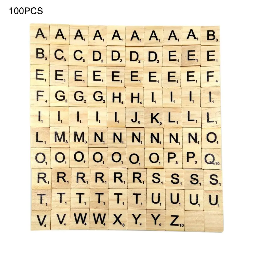 

100pcs Wooden Scrabble Tiles Black Letters Numbers For Crafts Wood Alphabets Baby Infant Toys Early Educational Puzzle Toys Set
