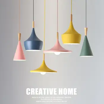 Nordic Pendant Lights Wood Aluminum Lampshade Industrial Lighting Loft Lamparas Colorful Pendant Lamp E27 Base Light Fixtures
Nordic Pendant Lights Wood Aluminum Lampshade Industrial Lighting Loft Lamparas Colorful Pendant Lamp E27 Base Light Fixtures