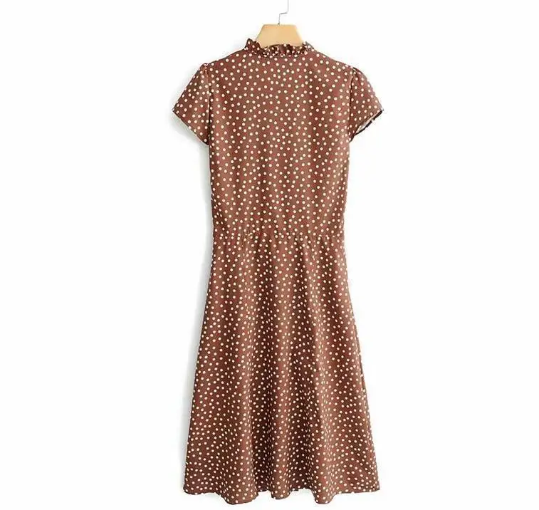 Women Summer Dress 2019 Polka Dot Printing Long Dress Women Ruffles V Neck Vacation Sundress Short Sleeve Slim Vestidos 14