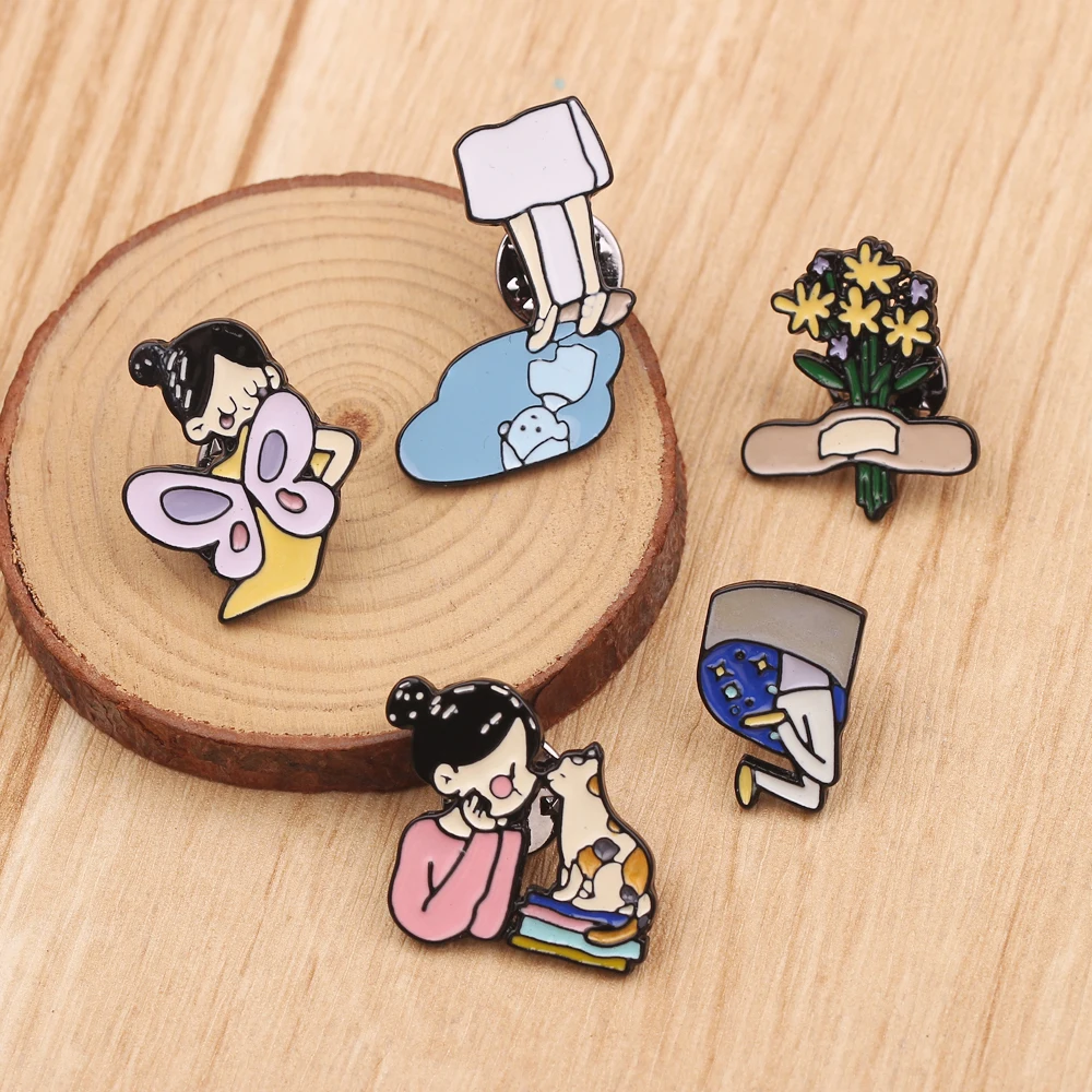 5 Styles Girl and Cat Brooch Enamel Lapel Pins Metal Alloy Girls Cat Flower Brooches Dress Women Sweater Coat Pins Jewelry Gift
5 Styles Girl and Cat Brooch Enamel Lapel Pins Metal Alloy Girls Cat Flower Brooches Dress Women Sweater Coat Pins Jewelry Gift