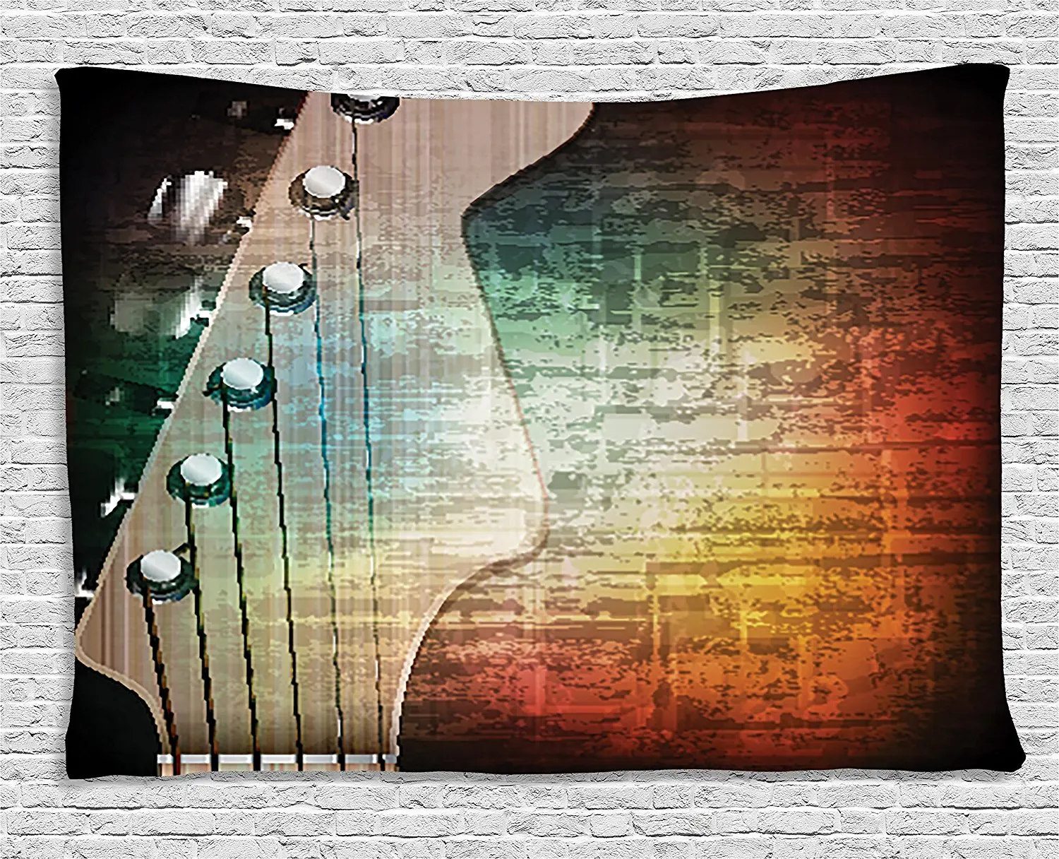 Guitar Tapestry Abstract Grunge Retro Background with Headstock and Tuning Pegs Blues Jazz Musician Wall Hanging for Bedroom
Guitar Tapestry Abstract Grunge Retro Background with Headstock and Tuning Pegs Blues Jazz Musician Wall Hanging for Bedroom