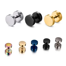 Stud Earring Dumbbell Punk Steel Gothic Black Wholesale Men's Fashion Alisouy Stud Earring Dumbbell Punk Steel Gothic Black Wholesale Men's Fashion Alisouy