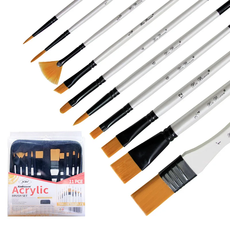 Cross-border new white pole 10piece set of mixed Multi-specification high-quality nylon painting brush canvas package brush set
Cross-border new white pole 10piece set of mixed Multi-specification high-quality nylon painting brush canvas package brush set