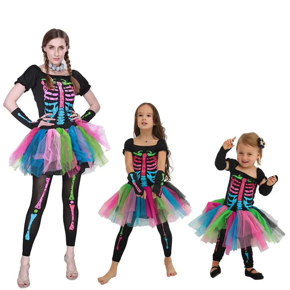 Family Costumes Halloween Mother and Daughter Carnival Party Girl Skeleton Cosplay Tutu Dress Funky Punky Bones Costume
Family Costumes Halloween Mother and Daughter Carnival Party Girl Skeleton Cosplay Tutu Dress Funky Punky Bones Costume