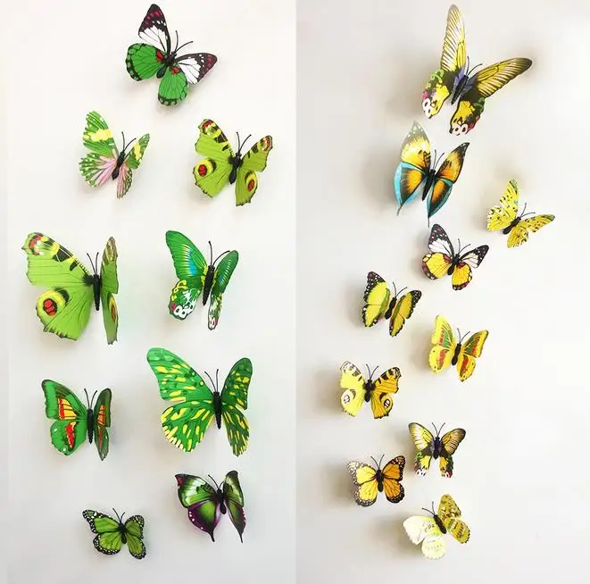 Hot 12pcs 9 Color DIY 3D Butterfly Wall Sticker Variety Of PVC Animal Tatoos Home Decor Room Decorations Art Decals | Дом и сад