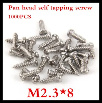 1000Pcs M2.3 x 8 M2.3*8 nickel plated cross recessed phillips round pan head self tapping screw
1000Pcs M2.3 x 8 M2.3*8 nickel plated cross recessed phillips round pan head self tapping screw