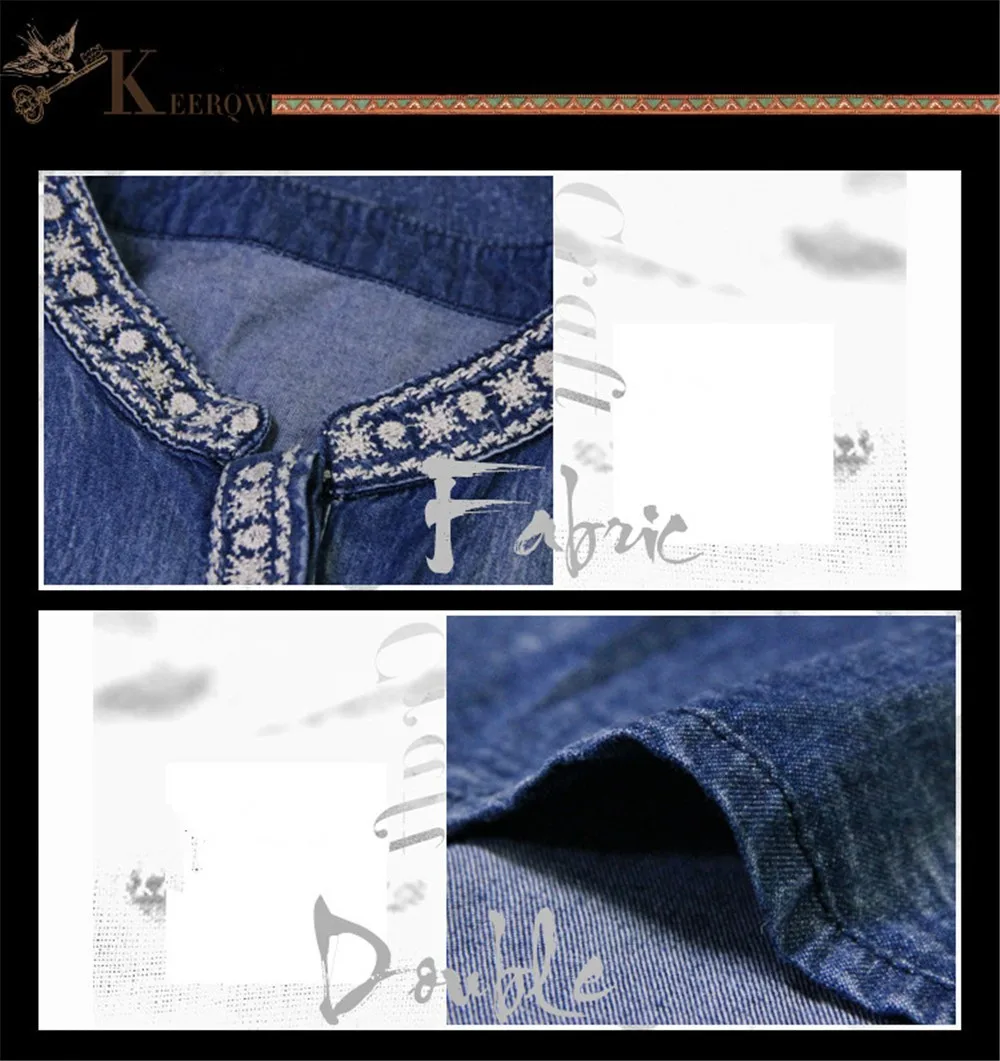 Vintage Loose Cow-Girl Blouse Boho Denim Women Blouses Long Sleeve O-Neck Blouse Women Embroidery Shirt Loose Blusas Feminina (2)