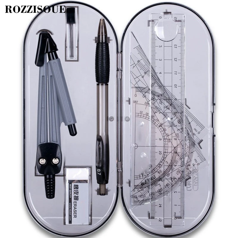 New 8pcs/set Plastic Compass Set Drawing Ruler Set Aluminum Protractor Maths Geometry Metal Stationery Compasses School Supplies
New 8pcs/set Plastic Compass Set Drawing Ruler Set Aluminum Protractor Maths Geometry Metal Stationery Compasses School Supplies
