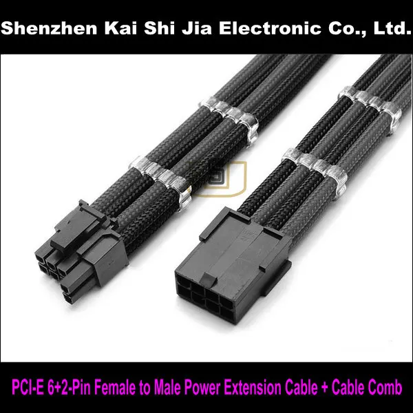 12" Single Sleeved Black & Dark Gray PCI-E GPU 8 Pin to 6+2 Pin PCI-E Power Extension Cable + 2PCS Clear Cable Comb
12" Single Sleeved Black & Dark Gray PCI-E GPU 8 Pin to 6+2 Pin PCI-E Power Extension Cable + 2PCS Clear Cable Comb
