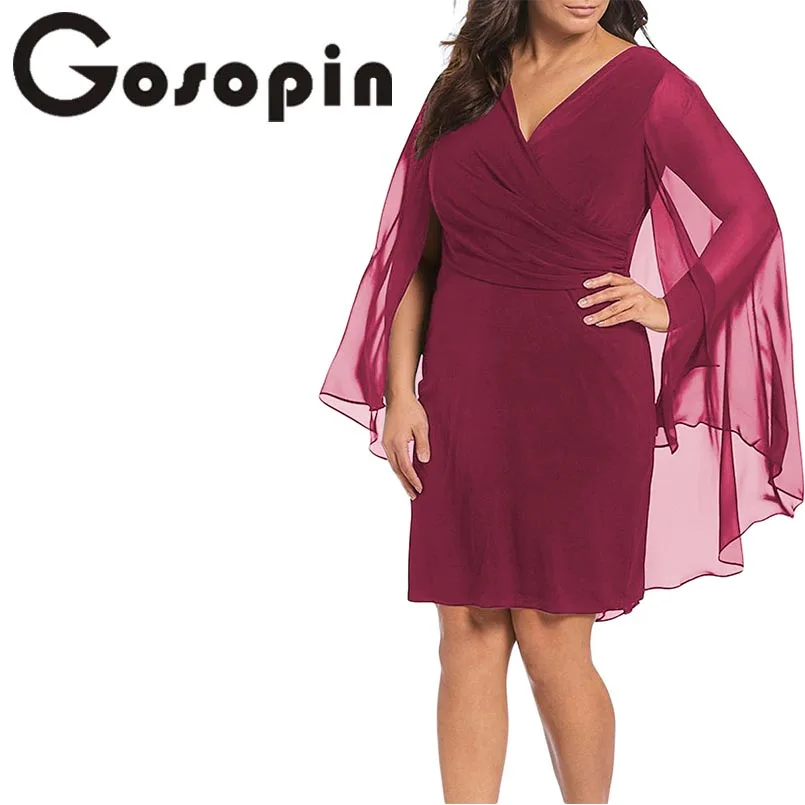 Gosopin Plus Size Sexy Party Dresses Sleeveless Surplice Sheath Capelet Dress Elegant Spring Dress Zomer Jurk 2019 V Neck 220595
Gosopin Plus Size Sexy Party Dresses Sleeveless Surplice Sheath Capelet Dress Elegant Spring Dress Zomer Jurk 2019 V Neck 220595