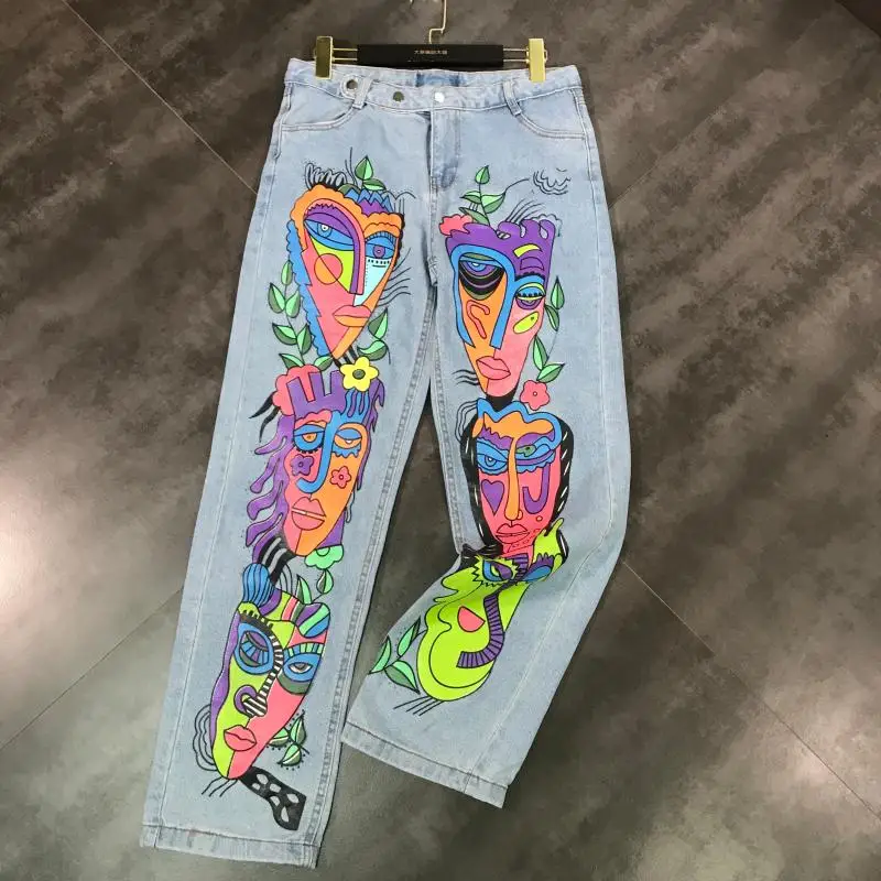 2019 spring women's new personality fashion printing cartoon straight trend jeans
2019 spring women's new personality fashion printing cartoon straight trend jeans