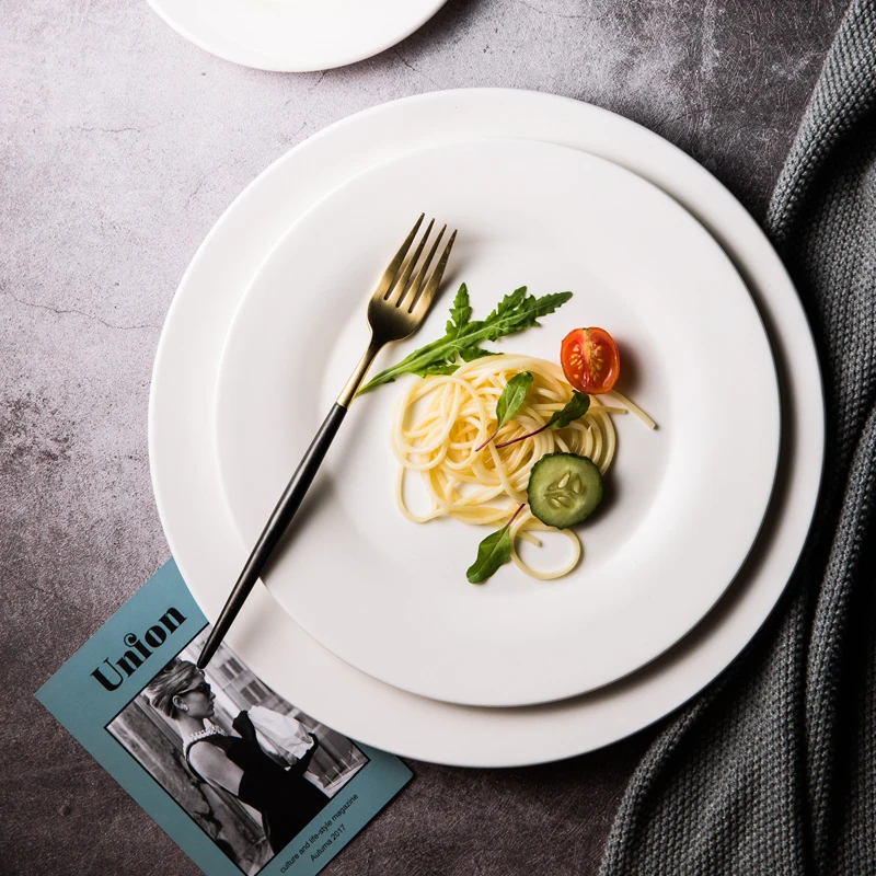 Fashion Dining Ceramic Pasta Plate Tray Pure New White Flat Steak Plate Western Dish Household Kitchen Tableware Dinner Plates
Fashion Dining Ceramic Pasta Plate Tray Pure New White Flat Steak Plate Western Dish Household Kitchen Tableware Dinner Plates