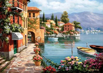 

14/16/8/27/28 Seaside town Scenery Needlework,Cross sttich Handmade 14CT Counted Canvas DIY,DMC,Cross-stitch kits,Embroidery