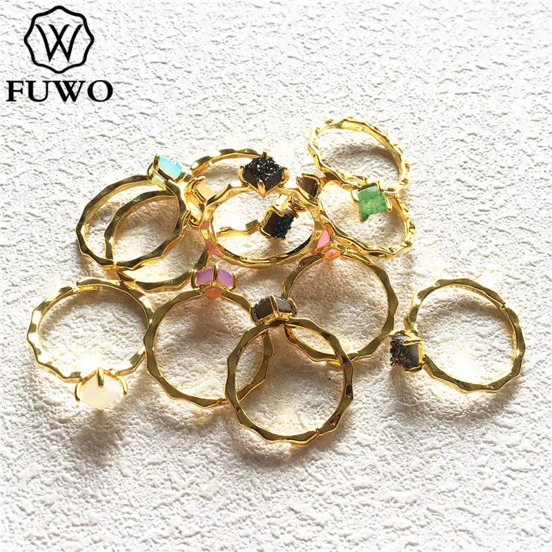 FUWO Square Aura Druzy Ring With 24K Gold Filled Minimalist design Raw Druzy Rings For Women Adjustable Size RG017
FUWO Square Aura Druzy Ring With 24K Gold Filled Minimalist design Raw Druzy Rings For Women Adjustable Size RG017