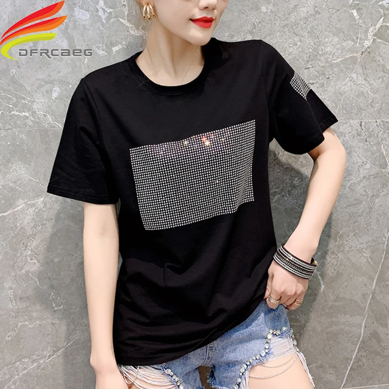 Women Beads T-shirt Women Summer 2019 Short Sleeve Beading T Shirt Women Tshirt Top Female Black White Tops For Women
Women Beads T-shirt Women Summer 2019 Short Sleeve Beading T Shirt Women Tshirt Top Female Black White Tops For Women
