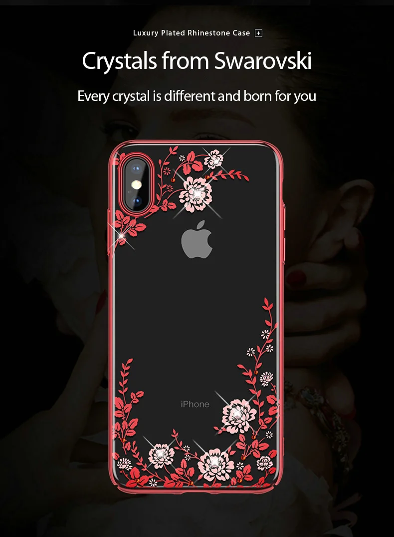 KINGXBAR Cover for iPhone Xs Flower Luxury Case for iPhone Xs Max Case Transparent for iPhone Xs Cover Fashionable for iPhoneXS (5)