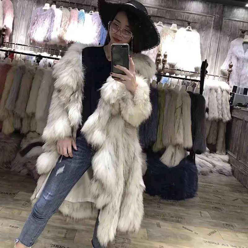 luxury brand genuine raccoon fox fur long coat for women big turn down collar 100% real knitted fur outwear winter warm jackets
luxury brand genuine raccoon fox fur long coat for women big turn down collar 100% real knitted fur outwear winter warm jackets