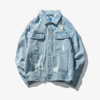 New cotton outerwear jean jacket men Slim Fit Casual With Hole Coats Men Fashion
New cotton outerwear jean jacket men Slim Fit Casual With Hole Coats Men Fashion