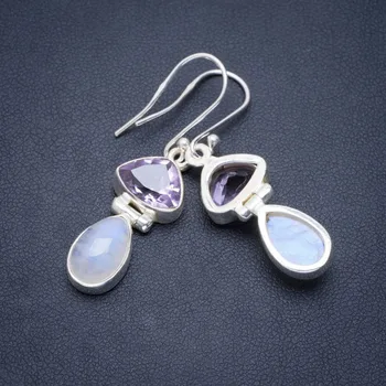 Natural Rainbow Moonstone Handmade Unique 925 Sterling Silver Earrings 1.5" A1336
Natural Rainbow Moonstone Handmade Unique 925 Sterling Silver Earrings 1.5" A1336