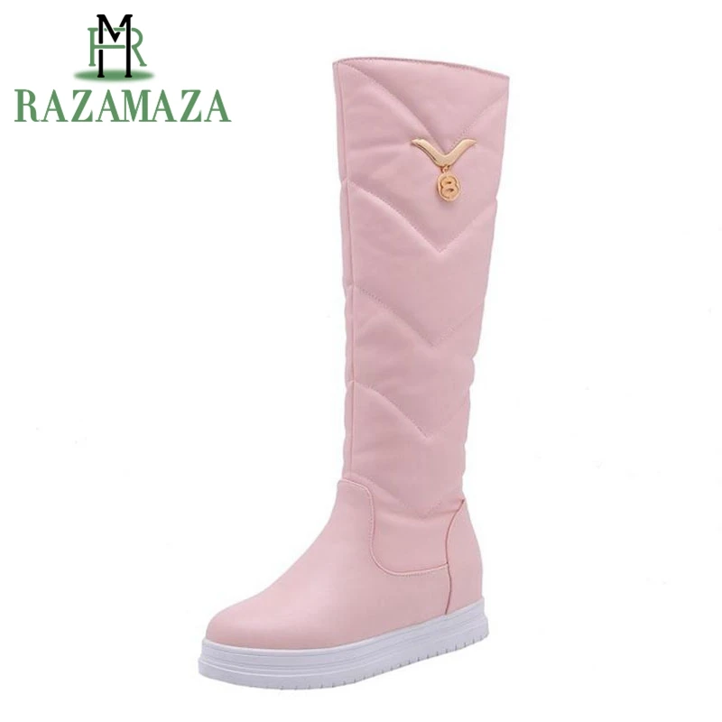 ZALAVOR Women Plush Fur Knee High Boots Winter Round Toe Warm Shoes Woman Inside Heels Boots Thick Bottom Shoes Size 34-43
ZALAVOR Women Plush Fur Knee High Boots Winter Round Toe Warm Shoes Woman Inside Heels Boots Thick Bottom Shoes Size 34-43